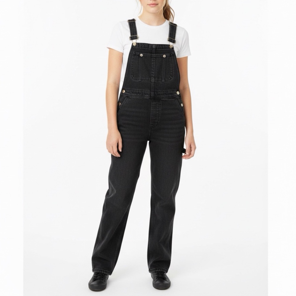 We The Free People Overalls Womens 24 Black Ziggy Dungaree Bib Y2K Grunge Indie